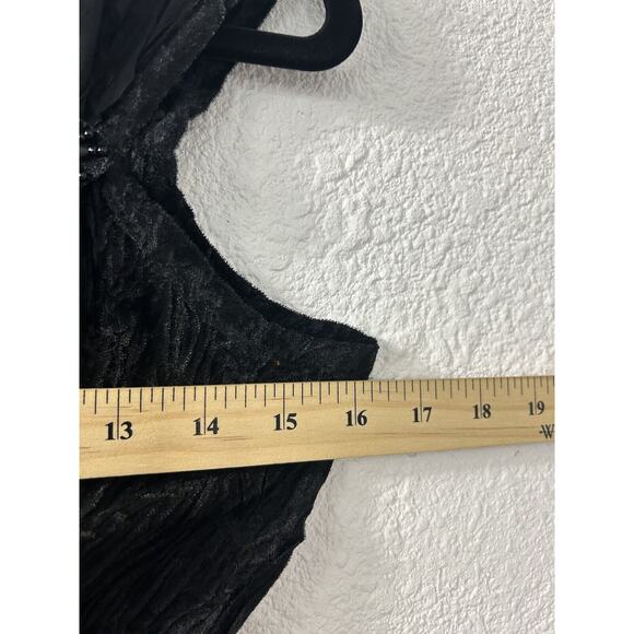 Komarov Tank Womens Babydoll Sz S Black Crinkle V Neck Y2k Bead WhimsiGoth Witch - Picture 9 of 13